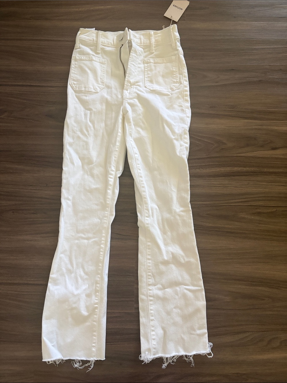 MOTHER White Men's Bootcut Jeans with Raw Hem